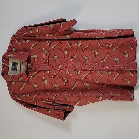 G. H. Bass & Co., Swordfish Fishing Patterned Short-Sleeve Button-Down, Sz XXL - Picture 1 of 6